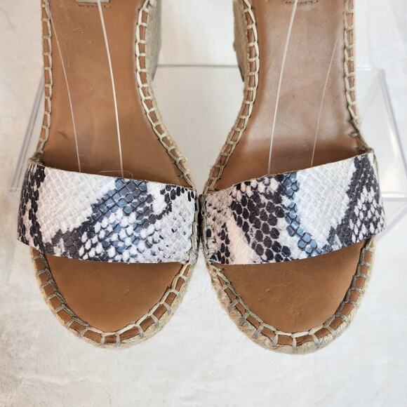 Steve Madden Heels 7.5 Espadrille Wedges Snakeskin Python Studded Spikes Ankle - Picture 6 of 13